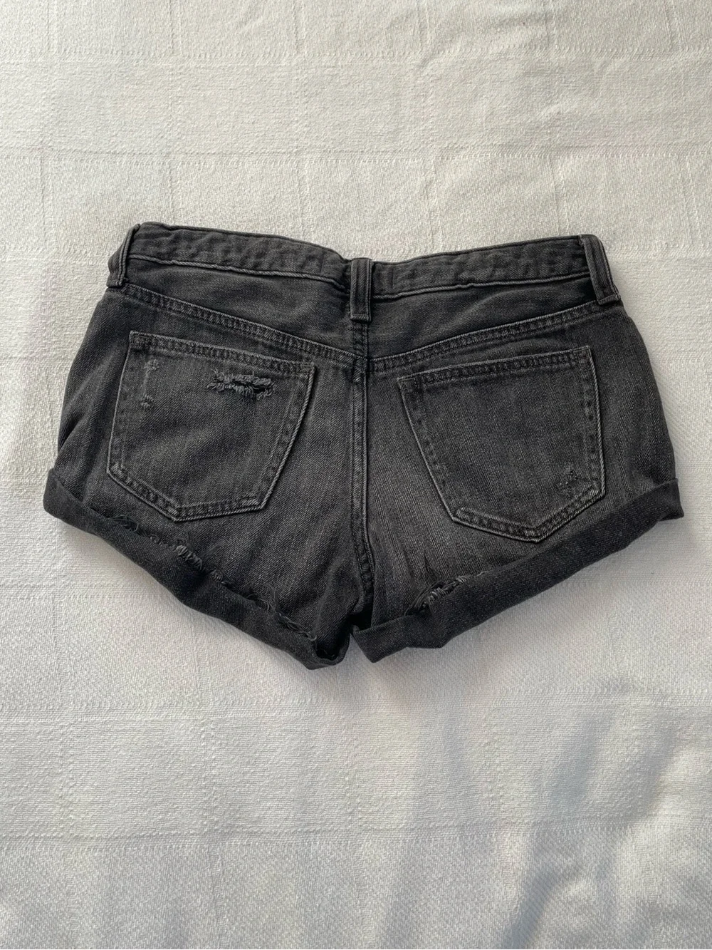 Free People Faded Black Distressed Denim Shorts